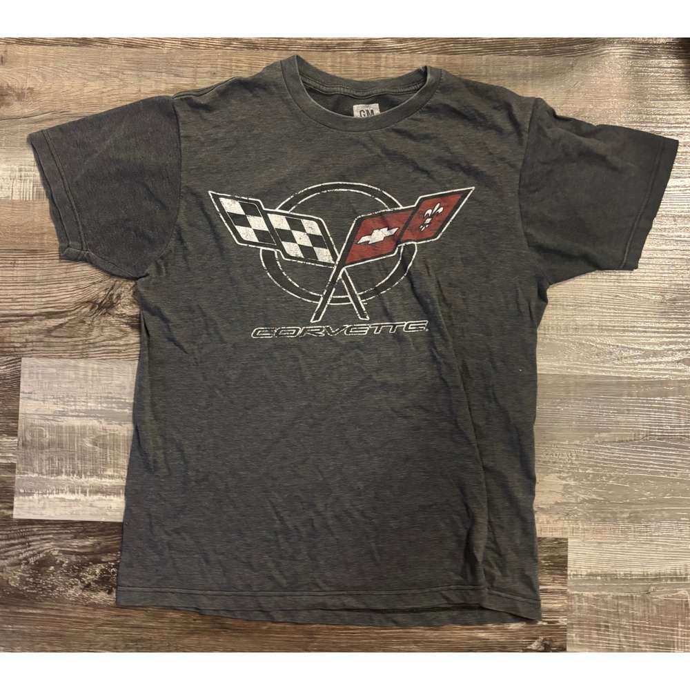 GM Official Licensed Corvette C6 Logo Graphic T-Shirt Mens Medium Gray Heather